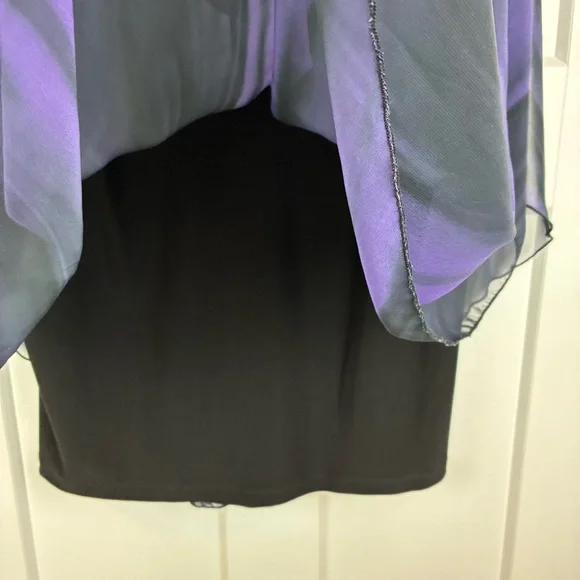 Studio 1940 Sheer Romantic Stylish Chiffon Purple Black Blouse Top Size 14/16 g - Picture 2 of 8